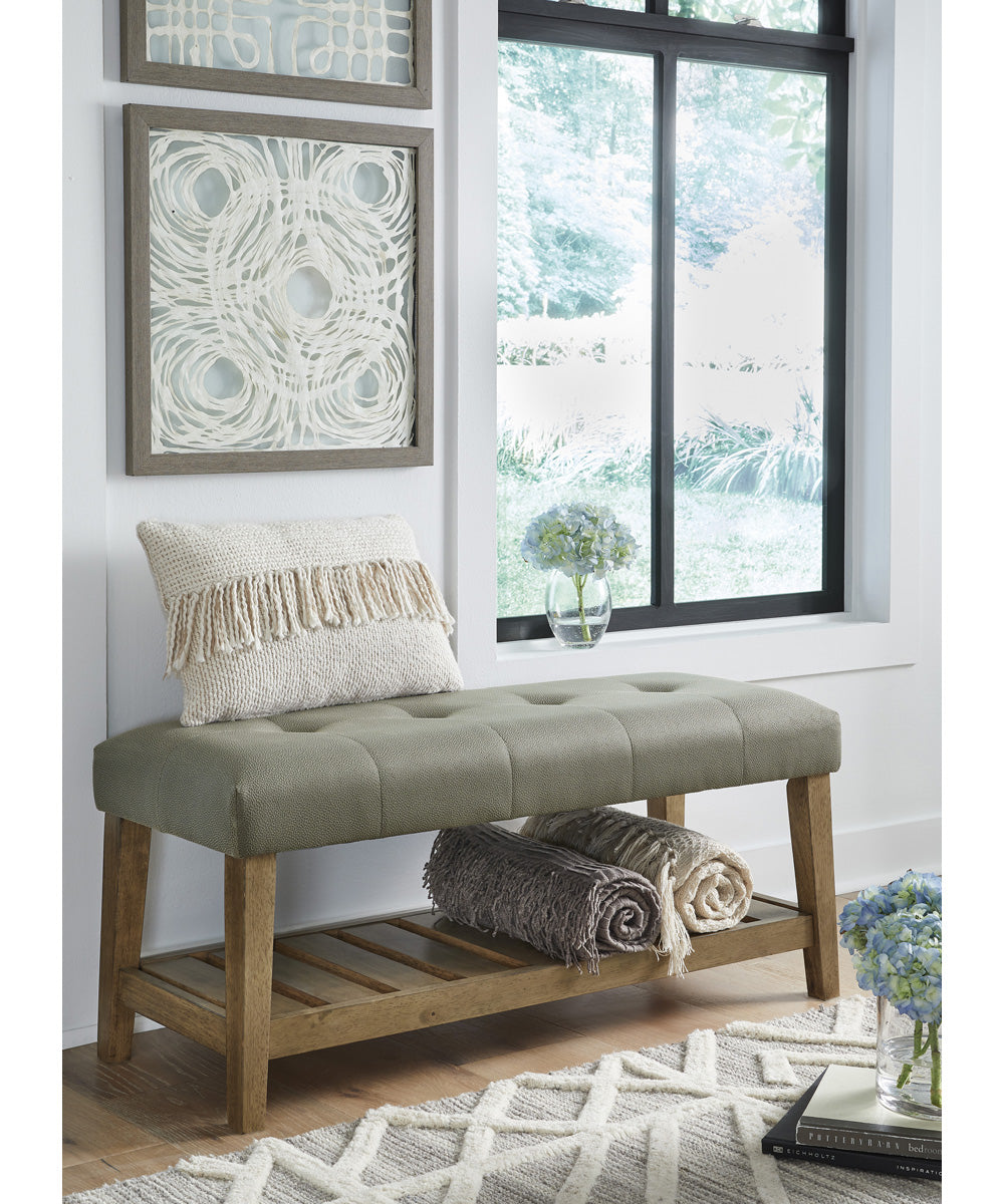 Cabellero Upholstered Accent Bench Gray/Brown