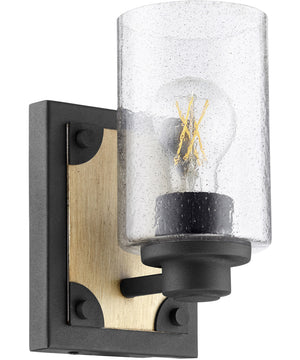 1-light Wall Mount Light Fixture Noir w/ Driftwood finish