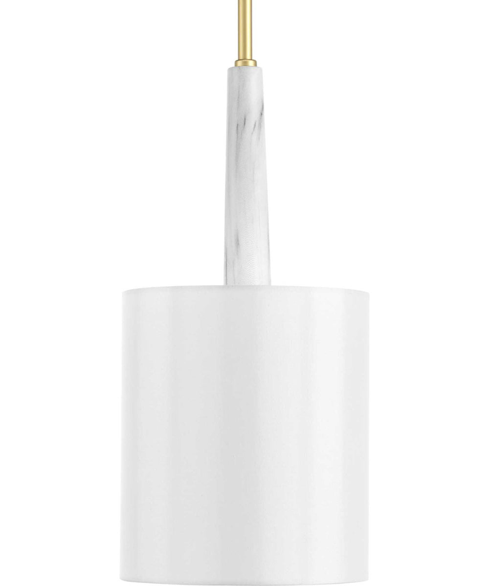 Palacio 1-Light White Silk Shade Luxe Pendant Light Vintage Gold