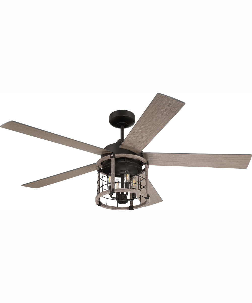 56" Nicolas 4-Light Ceiling Fan Flat Black/Light Wenge