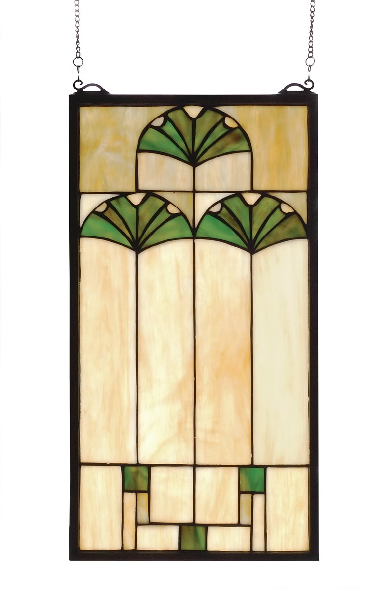 20"H x 11"W Ginkgo Stained Glass Window