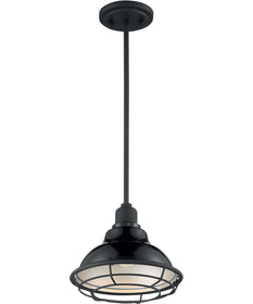 10"W Newbridge 1-Light Pendant Gloss Black / Silver