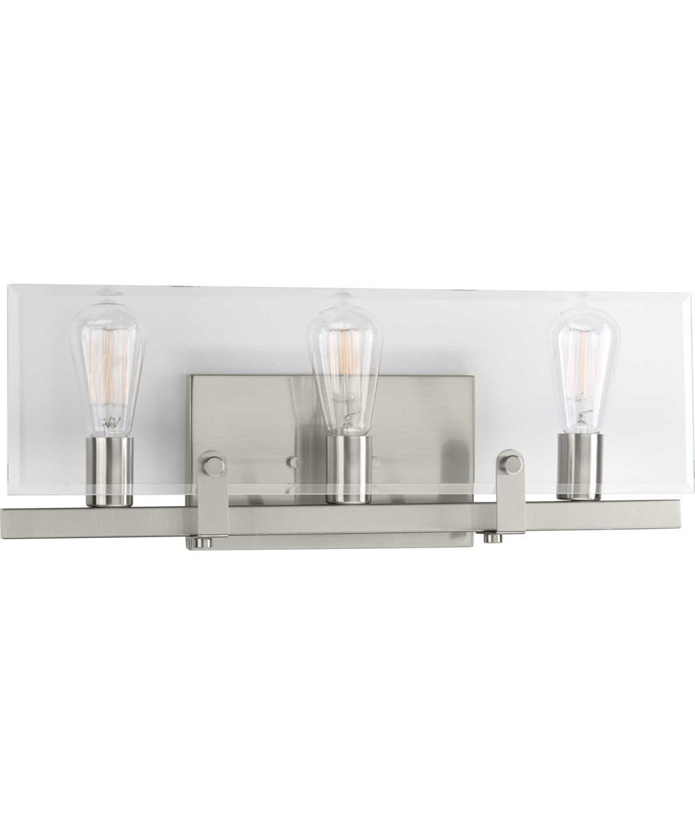 Glayse 3-Light Clear Glass Luxe Bath Vanity Light Brushed Nickel