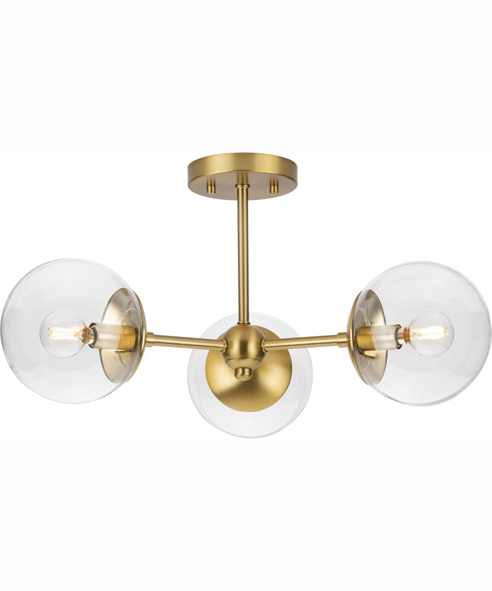 Atwell 3-Light Mid-Century Modern Semi-Flush Mount Brushed Bronze