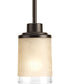 Alexa 1-Light Etched Umber Linen With Clear Edge Glass Modern Mini-Pendant Light Antique Bronze