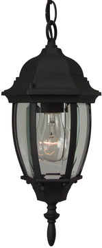 7"W Bent Glass 1-Light Outdoor Pendant Matte Black