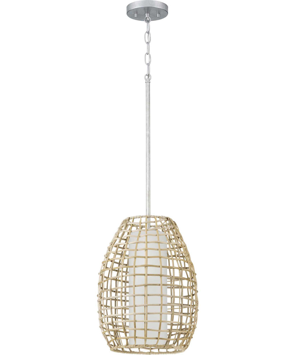 Pawley 1-Light Galvanized Natural Rattan Indoor/Outdoor Hanging Pendant Light Galvanized Finish
