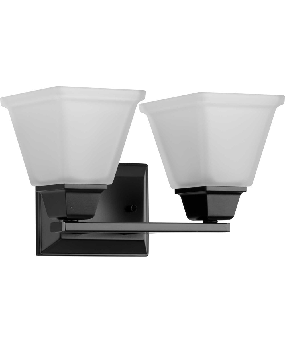 Clifton Heights 2-Light Modern Farmhouse Etched Glass Bath Vanity Light Matte Black