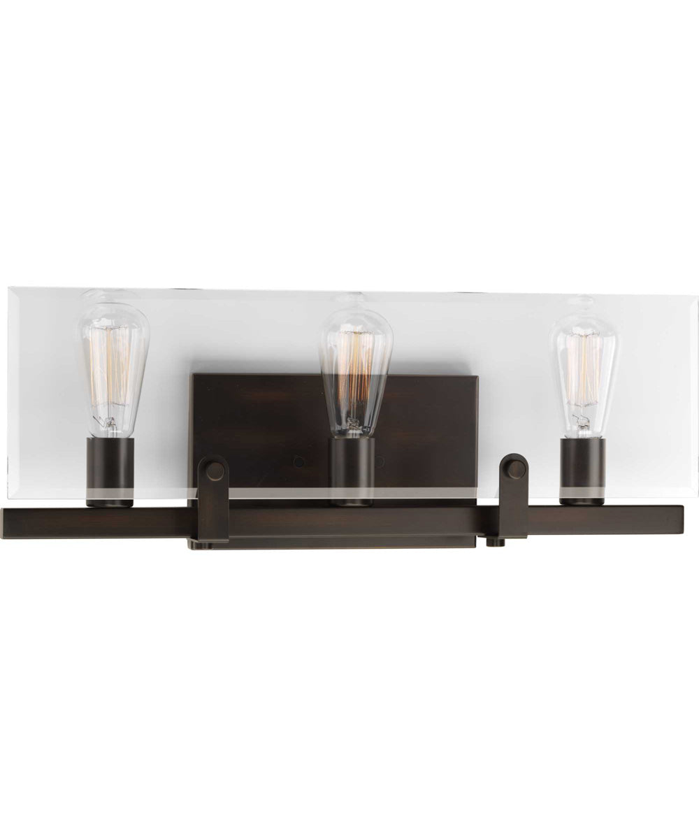 Glayse 3-Light Clear Glass Luxe Bath Vanity Light Antique Bronze