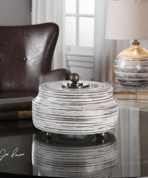 8"H Saltillo White Ceramic Box