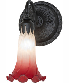 5.5" Wide Pink/White Tiffany Pond Lily Wall Sconce