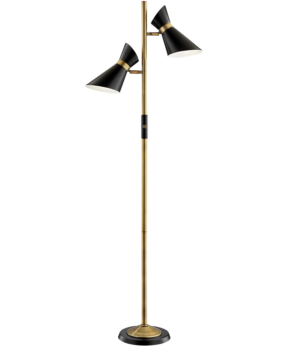 Jared 2-Light 2-Light Tree Lamp Ab Finished/Black/Metal Shade