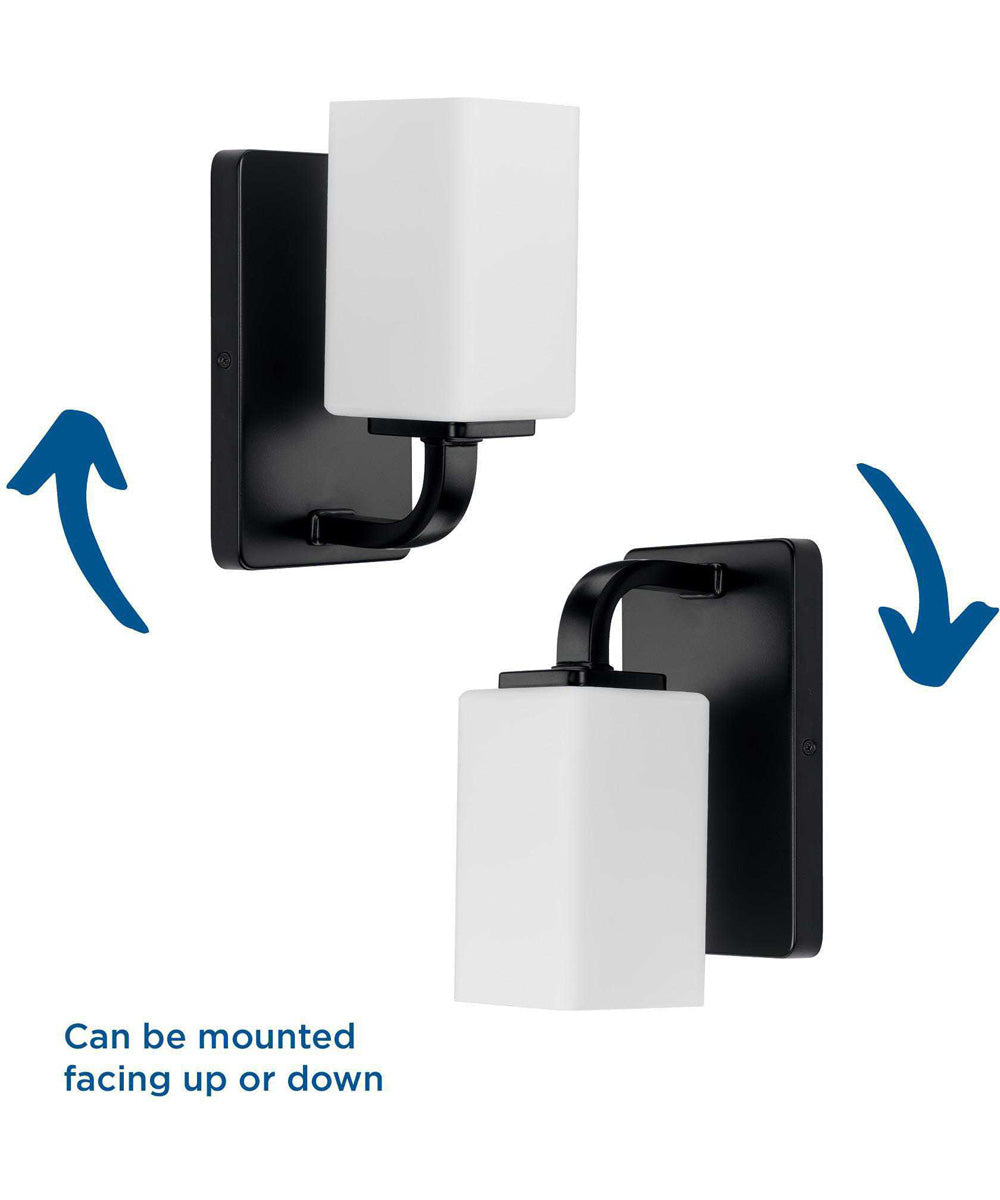 Cowan 1-Light Modern Etched Opal Glass Bath Vanity Light Matte Black