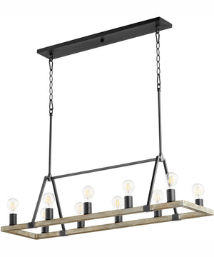Paxton 10-light Chandelier Textured Black w/ Weathered Oak Finish
