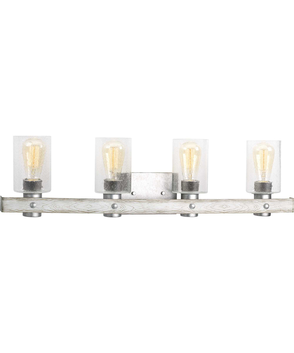 Gulliver 4-Light Clear Seeded Glass Coastal Bath Vanity Light Galvanized Finish