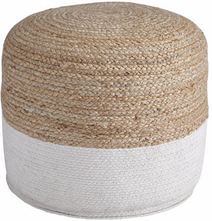 18"H Sweed Valley Pouf Natural/White