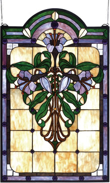 35"H x 22"W Nouveau Lily Stained Glass Window