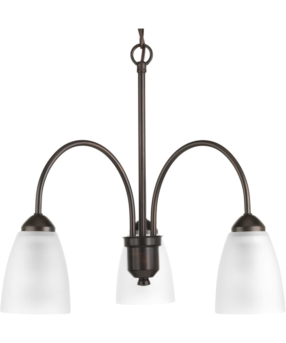 Gather 3-Light Etched Glass Traditional Chandelier Light Antique Bronze