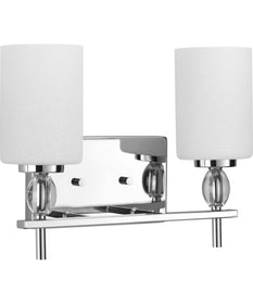 Status 2-Light Etched Linen Glass Coastal Bath Vanity Light Polished Chrome