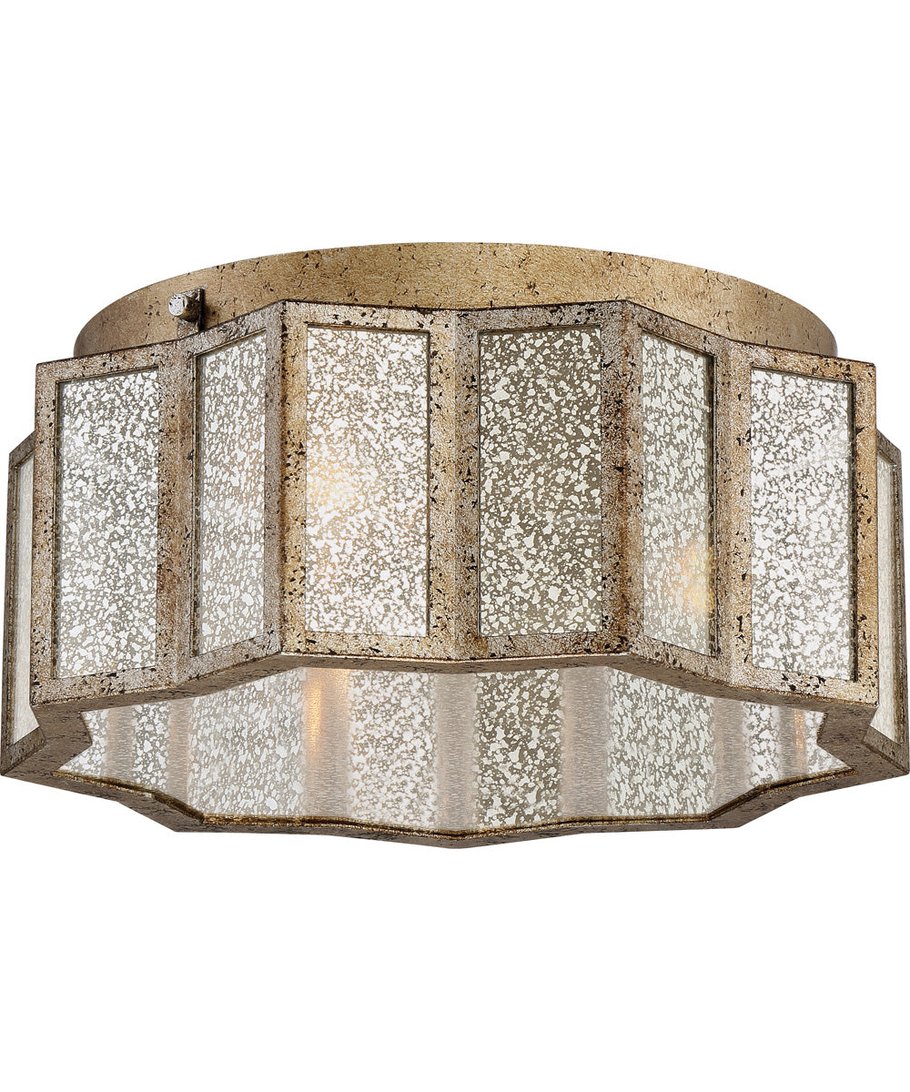 Shrine 3-light Flush Mount Aged Gold