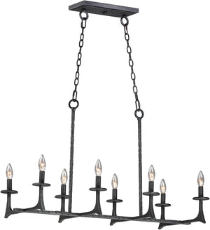 38"W Anvil 8-Light Linear Pendant Natural Iron