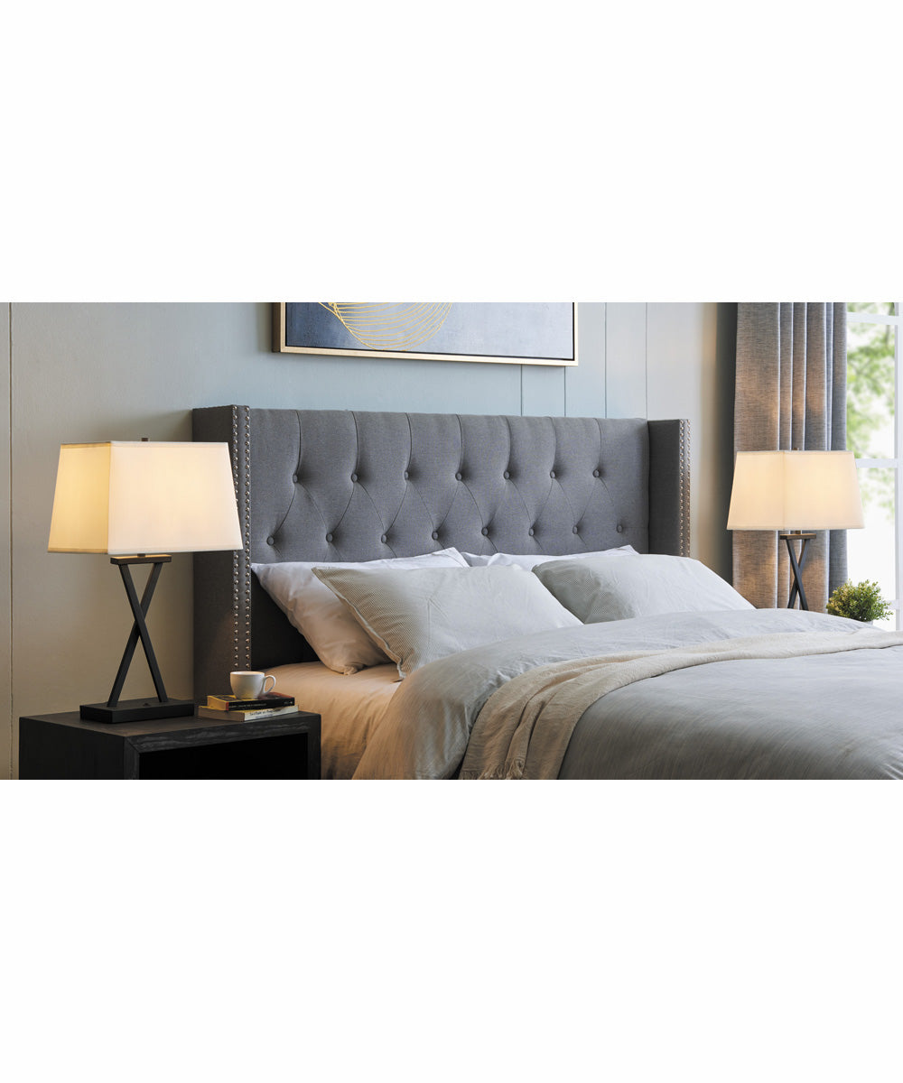 Maisie 2-Light 2 Pack-Table Lamp Black/Fabric Shade With Usb