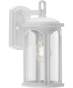 Gables 1-Light Coastal Clear Glass Outdoor Wall Lantern Satin White
