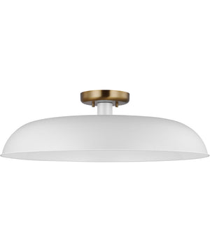 Colony 1-Light Close-to-Ceiling Matte White / Burnished Brass