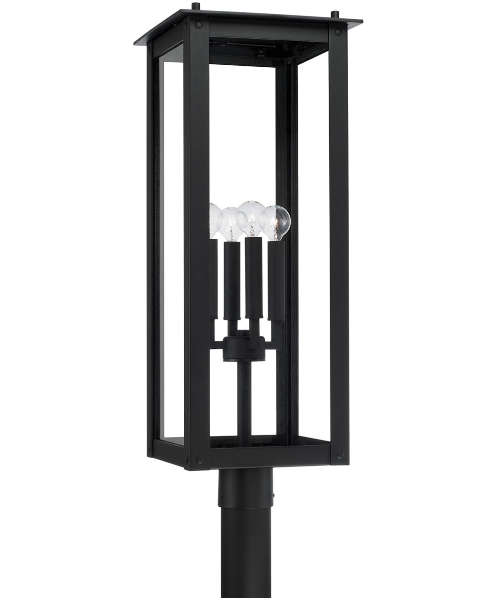 Hunt 4-Light Outdoor Post-Lantern Rain or Shine - Black
