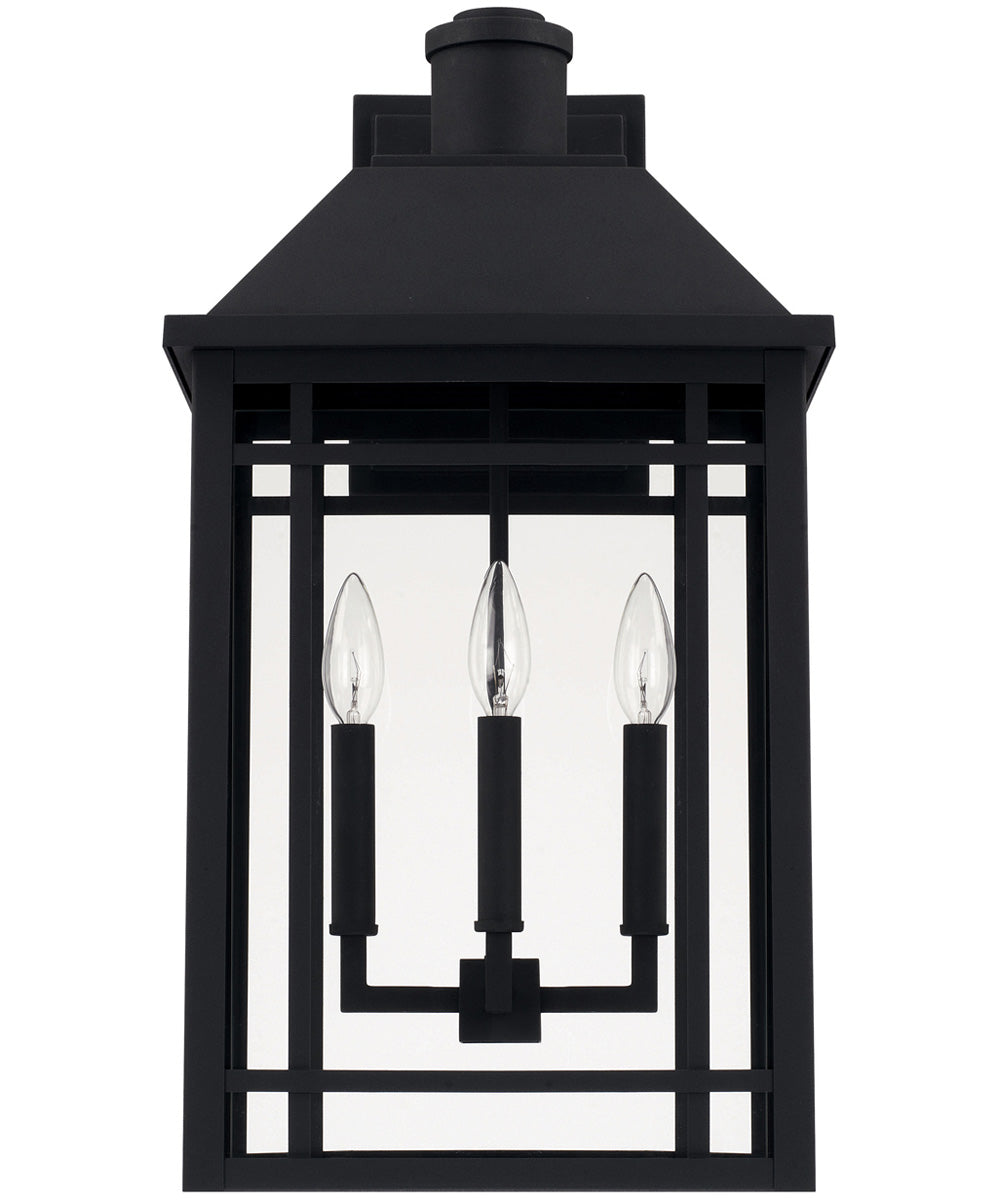 Braden 3-Light Outdoor Wall Mount Rain or Shine - Black with Clear Glass