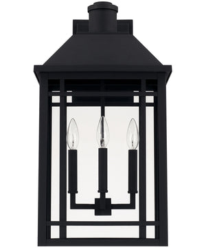 Braden 3-Light Outdoor Wall Mount Rain or Shine - Black with Clear Glass