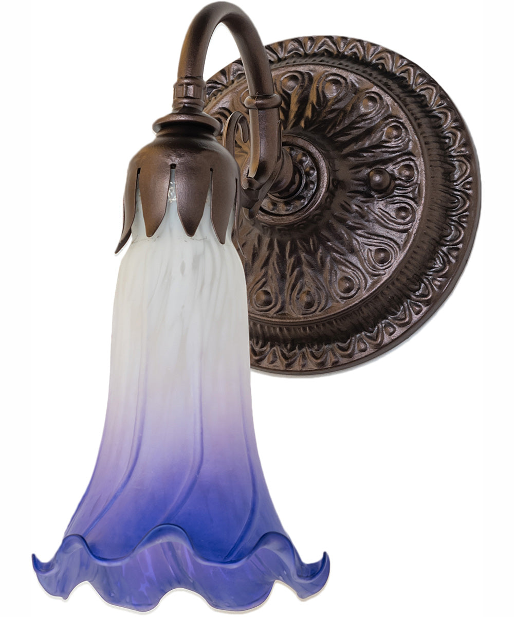 5.5" Wide Blue/White Tiffany Pond Lily Wall Sconce