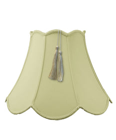 18"W x 13"H Scalloped Bell Shantung Lamp Shade Tassel Eggshell
