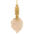 Rose Quartz Leaf Ceiling Fan Pull, 3"h with 12" Polished Brass Chain