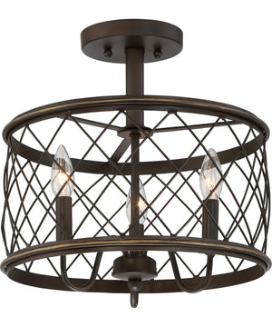 Dury Small 3-light Semi Flush Mount Palladian Bronze