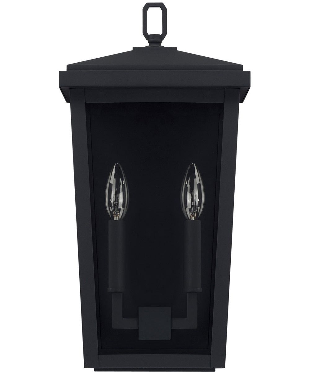 Donnelly 2-Light Outdoor Wall Mount Rain or Shine - Black with Clear Glass