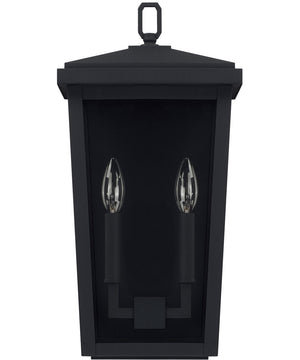 Donnelly 2-Light Outdoor Wall Mount Rain or Shine - Black with Clear Glass