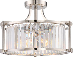 18"W Krys 3-Light Close-to-Ceiling Polished Nickel
