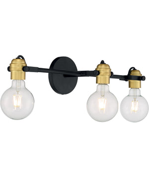 5"W Mantra 3-Light Vanity & Wall Black / Brushed Brass