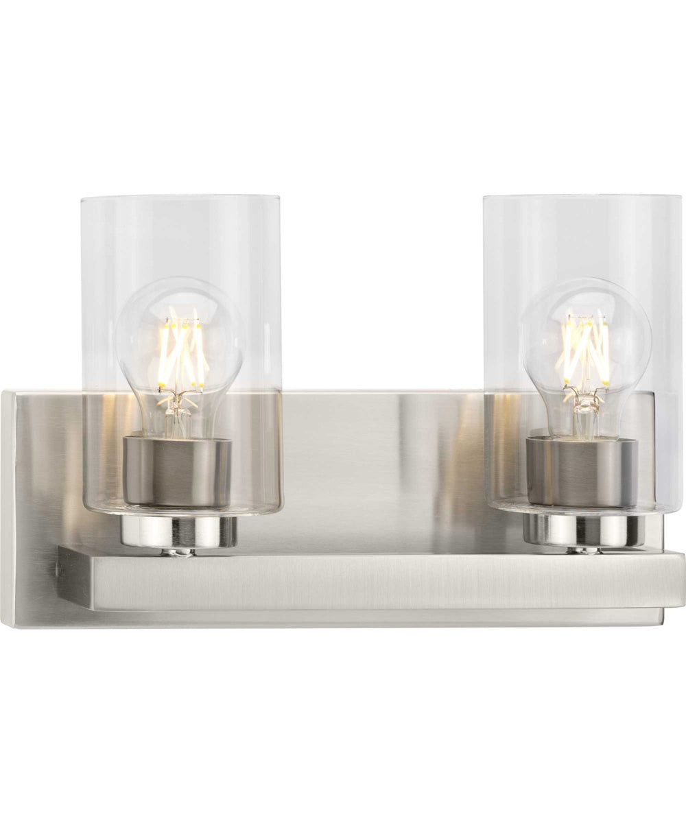 Goodwin 2-Light Modern Vanity Light with Clear Glass Brushed Nickel