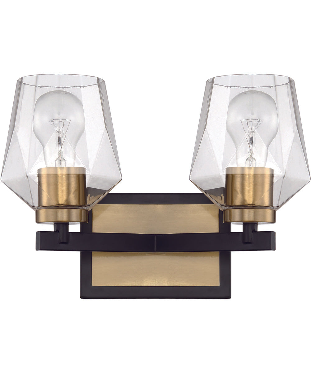 Avante Grand 2-Light Vanity Flat Black/Satin Brass