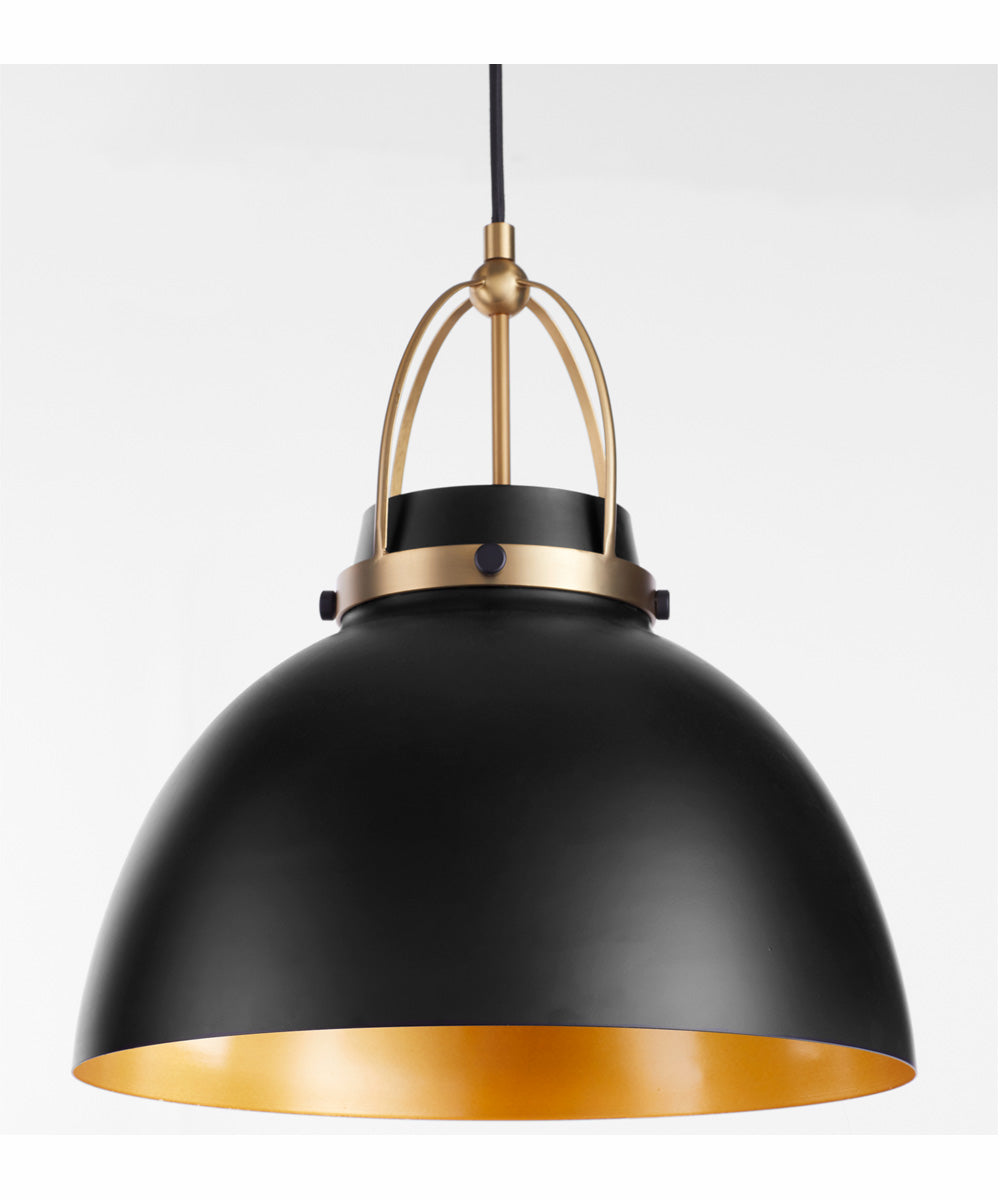 1-light Pendant Matte Black w/ Aged Brass