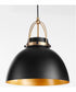1-light Pendant Matte Black w/ Aged Brass