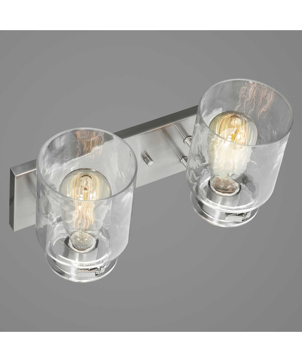 Calhoun 2-Light Clear Glass Farmhouse Bath Vanity Light Brushed Nickel