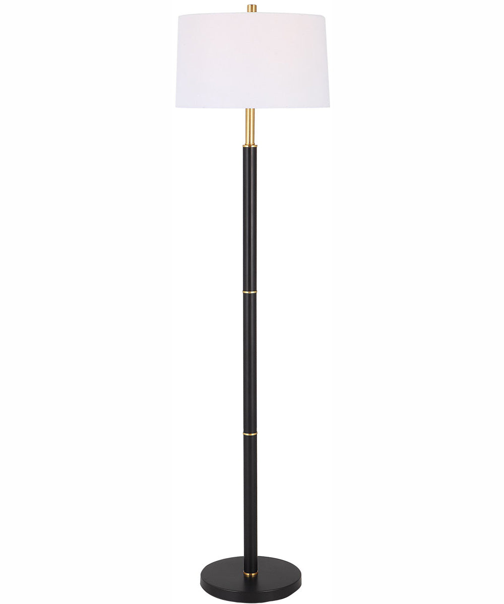 62"H 1-Light Floor Lamp Metal in Black and Gold with a Round Shade