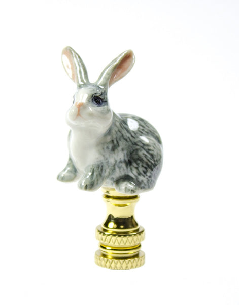 LampsUSA Finials Gray Rabbit Finial Hand Painted Porcelain PC252