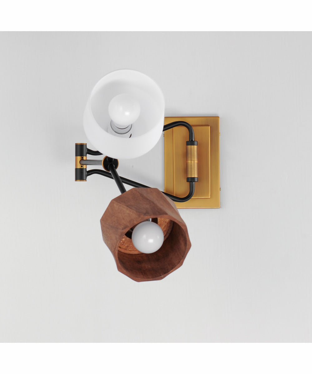 Akimbo 2-Light Swing Arm Wall Sconce W LED Bulbs Dark Bronze/Antique Brass