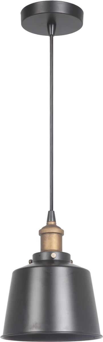 7"W 1-Light Mini Pendant Light Matte Black/Patina Aged Brass