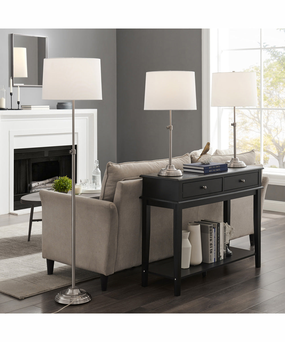 Sandoval 1-Light 3Pcs Floor & Table Lamp Set Brushed Nickel/White Shade