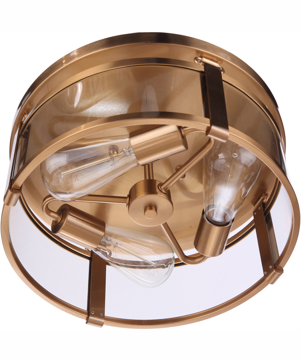 Elliot 3-Light Flush Mount Satin Brass